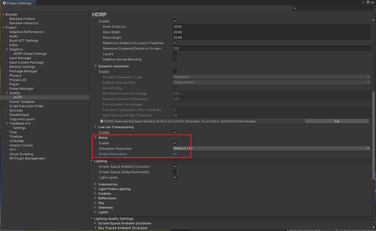HDRPWaterSettingProjectSetting01